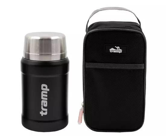 Термос Tramp з широким горлом в чохлі 0.8 л Black (UTRC-132-black)