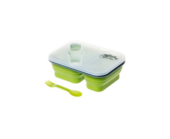 Набір туристичного посуду Tramp 2 отсека силиконовый 900ml с ловилкой olive (UTRC-090-olive), зображення 2 Набір туристичного посуду Tramp 2 отсека силиконовый 900ml с ловилкой olive (UTRC-090-olive), зображення 2