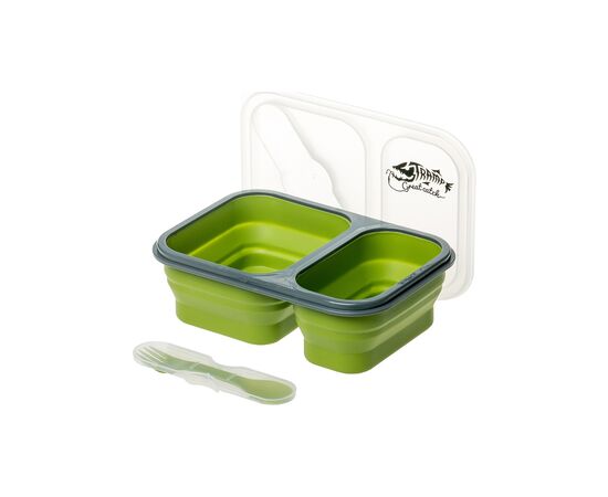 Набір туристичного посуду Tramp 2 отсека силиконовый 900ml с ловилкой olive (UTRC-090-olive), зображення 3 Набір туристичного посуду Tramp 2 отсека силиконовый 900ml с ловилкой olive (UTRC-090-olive), зображення 3