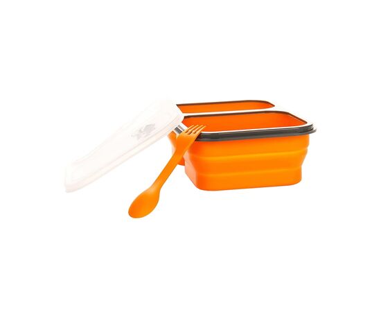 Набір туристичного посуду Tramp 2 отсека силиконовый 900ml с ловилкой orange (TRC-090-orange), зображення 3 Набір туристичного посуду Tramp 2 отсека силиконовый 900ml с ловилкой orange (TRC-090-orange), зображення 3
