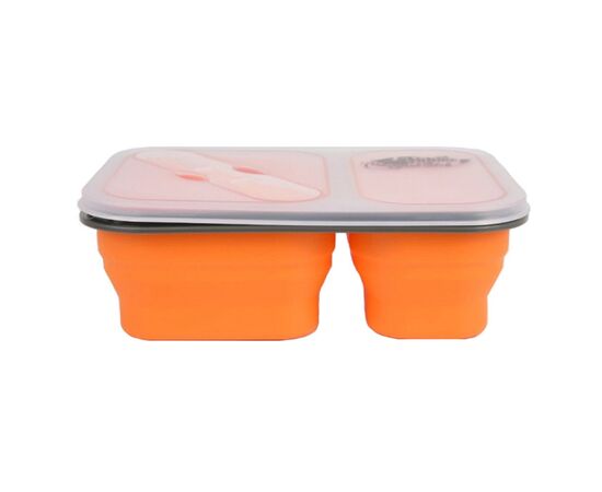 Набор туристической посуды Tramp 2 отсека силиконовый 900ml с ловилкой orange (TRC-090-orange)