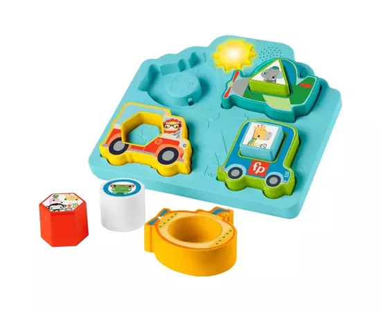 Развивающая игрушка Fisher-Price Музыкальный пазл 2-в-1 Веселые приключения (HRP31), изображение 2 Развивающая игрушка Fisher-Price Музыкальный пазл 2-в-1 Веселые приключения (HRP31), изображение 2