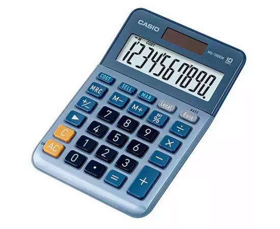 Калькулятор Casio MS-100EM-W-EP, блакитний (CALC-CAS-MS-100EM-W)