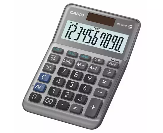 Калькулятор Casio MS-100FM-WA-EP, серый (CALC-CAS-MS-100FM-WA)