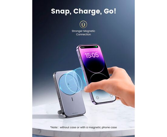 Батарея универсальная Ugreen 10000mAh 20W Mini Magnetic Wireless (15086) (PB206), изображение 4