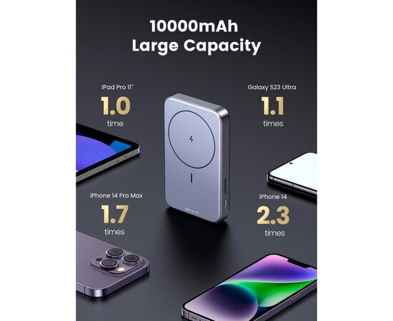 Батарея универсальная Ugreen 10000mAh 20W Mini Magnetic Wireless (15086) (PB206), изображение 7