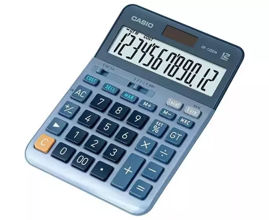 Калькулятор Casio DF-120EM-W-EP, блакитний (CALC-CAS-DF-120EM-W)