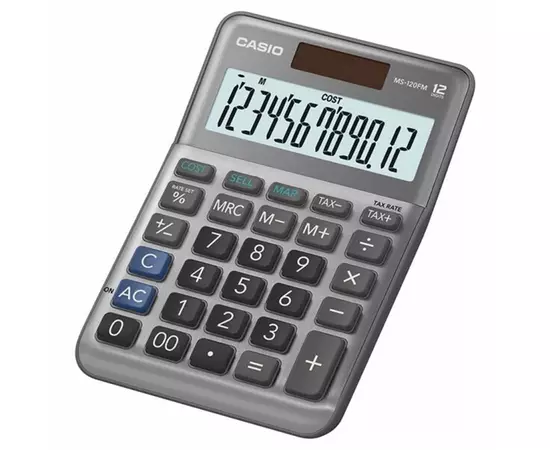Калькулятор Casio MS-120FM-WA-EP, серый (CALC-CAS-MS-120FM-WA)