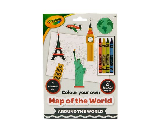 Набор для творчества Crayola Раскраска Карта мира: Вокруг Земли С карандашами (15693), изображение 4 Набор для творчества Crayola Раскраска Карта мира: Вокруг Земли С карандашами (15693), изображение 4