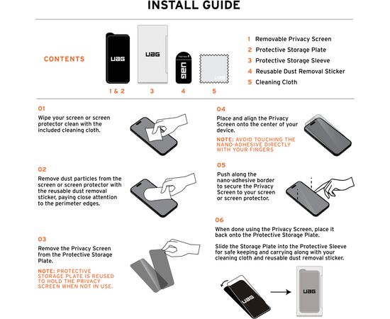 Пленка защитная UAG iPhone 16 Pro Max Removable Privacy Glass - Tint (14436911NA), изображение 7 Пленка защитная UAG iPhone 16 Pro Max Removable Privacy Glass - Tint (14436911NA), изображение 7