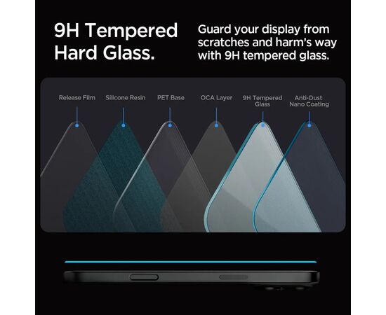 Стекло защитное Spigen iPhone 16 Pro Max Glas tR SLIM HD (1 Pack) (AGL07916), изображение 4 Стекло защитное Spigen iPhone 16 Pro Max Glas tR SLIM HD (1 Pack) (AGL07916), изображение 4