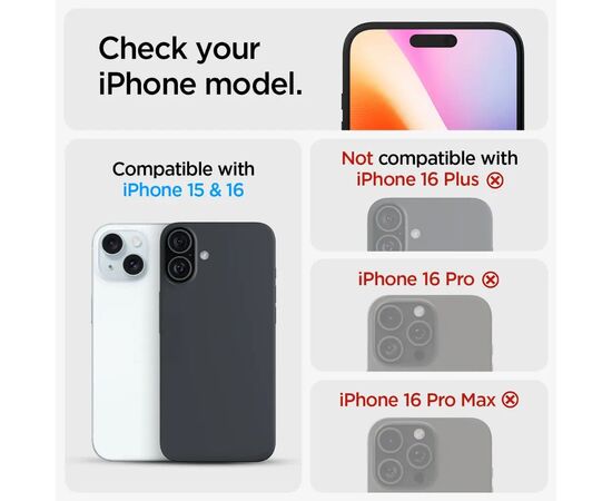 Стекло защитное Spigen iPhone 16/15 Glas tR SLIM HD (1 Pack) (AGL06910), изображение 2