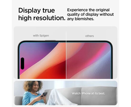 Стекло защитное Spigen iPhone 16/15 Glas tR SLIM HD (1 Pack) (AGL06910), изображение 5