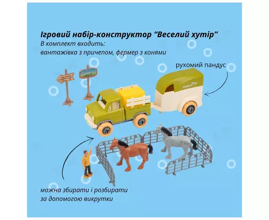 Игровой набор Otamanko Веселый хутор (грузовик с прицепом д/лошадей, фермер с лошадьми) (8808), изображение 7 Игровой набор Otamanko Веселый хутор (грузовик с прицепом д/лошадей, фермер с лошадьми) (8808), изображение 7