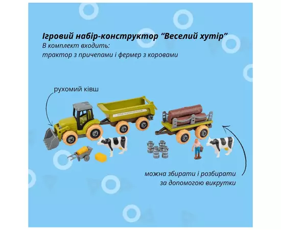 Игровой набор Otamanko Веселый хутор (трактор с двумя прицепами и фермер с коровами) (8826), изображение 7 Игровой набор Otamanko Веселый хутор (трактор с двумя прицепами и фермер с коровами) (8826), изображение 7