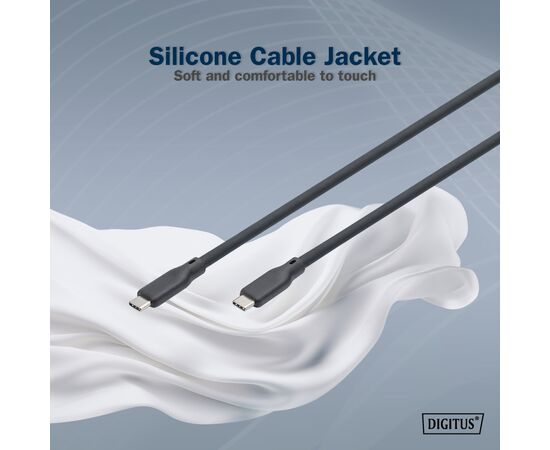 Дата кабель USB-C to USB-C 1.0m USB 3.2 Gen2 10G 100W 4K silicone black Digitus (AK-300342-010-S), изображение 8 Дата кабель USB-C to USB-C 1.0m USB 3.2 Gen2 10G 100W 4K silicone black Digitus (AK-300342-010-S), изображение 8