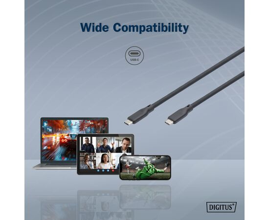 Дата кабель USB-C to USB-C 1.0m USB 3.2 Gen2 10G 100W 4K silicone black Digitus (AK-300342-010-S), изображение 9 Дата кабель USB-C to USB-C 1.0m USB 3.2 Gen2 10G 100W 4K silicone black Digitus (AK-300342-010-S), изображение 9