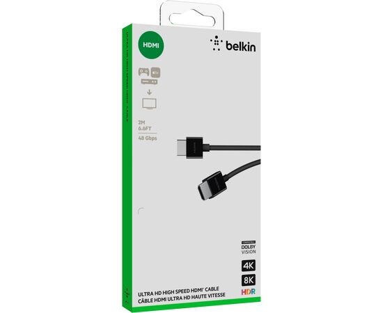 Кабель мультимедийный HDMI to HDMI 2.0m v2.1 High Speed Ethernet Belkin (AV10175BT2MBKV2), изображение 11 Кабель мультимедийный HDMI to HDMI 2.0m v2.1 High Speed Ethernet Belkin (AV10175BT2MBKV2), изображение 11