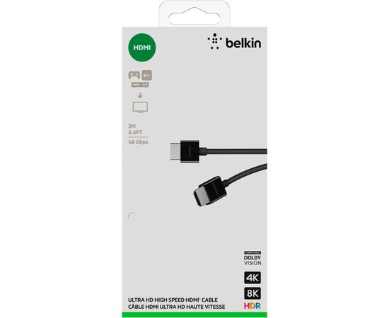 Кабель мультимедийный HDMI to HDMI 2.0m v2.1 High Speed Ethernet Belkin (AV10175BT2MBKV2), изображение 12 Кабель мультимедийный HDMI to HDMI 2.0m v2.1 High Speed Ethernet Belkin (AV10175BT2MBKV2), изображение 12