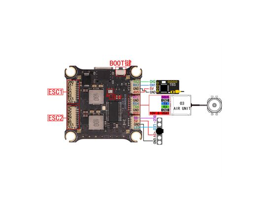 Полетный стек HAKRC F405 + 60A V2 (розпаяний) (FCESC60), изображение 6 Полетный стек HAKRC F405 + 60A V2 (розпаяний) (FCESC60), изображение 6