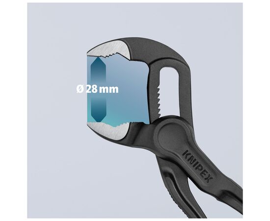 Клещи KNIPEX COBRA XS переставні з фіксатором, 28 мм (1"), под ключ 24 мм, L-100 мм, Cr-V (87 00 100), изображение 8 Клещи KNIPEX COBRA XS переставні з фіксатором, 28 мм (1"), под ключ 24 мм, L-100 мм, Cr-V (87 00 100), изображение 8