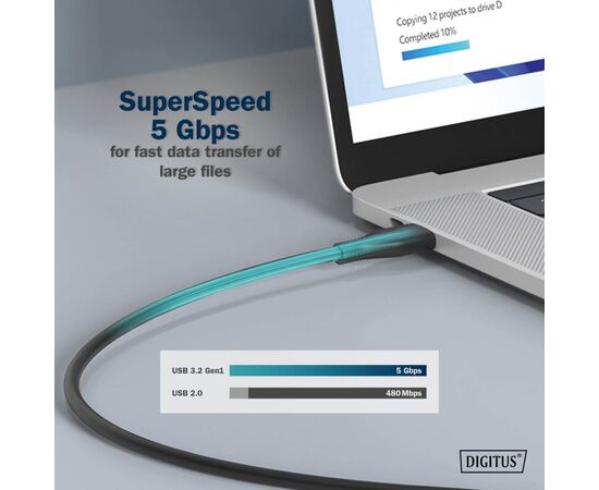 Дата кабель USB-C to USB-C 2.0m USB 3.2 Gen1 5G 100W 4K silicone black Digitus (AK-300342-020-S), изображение 9 Дата кабель USB-C to USB-C 2.0m USB 3.2 Gen1 5G 100W 4K silicone black Digitus (AK-300342-020-S), изображение 9