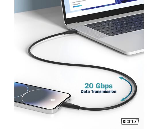 Дата кабель USB-C to USB-C 2.0m USB 4.0 Gen2 20G 240W 8K silicone black Digitus (AK-300344-020-S), изображение 10 Дата кабель USB-C to USB-C 2.0m USB 4.0 Gen2 20G 240W 8K silicone black Digitus (AK-300344-020-S), изображение 10