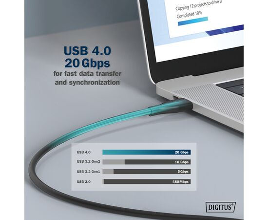 Дата кабель USB-C to USB-C 2.0m USB 4.0 Gen2 20G 240W 8K silicone black Digitus (AK-300344-020-S), изображение 8 Дата кабель USB-C to USB-C 2.0m USB 4.0 Gen2 20G 240W 8K silicone black Digitus (AK-300344-020-S), изображение 8
