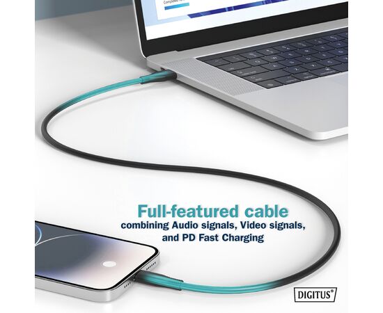 Дата кабель USB-C to USB-C 2.0m USB 4.0 Gen2 20G 240W 8K silicone black Digitus (AK-300344-020-S), изображение 9 Дата кабель USB-C to USB-C 2.0m USB 4.0 Gen2 20G 240W 8K silicone black Digitus (AK-300344-020-S), изображение 9