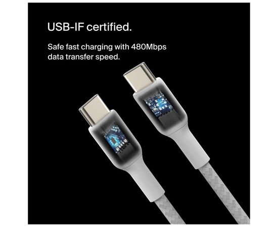 Дата кабель USB-C to USB-C 2.0m 60W White Belkin (CAB004BT2MWH), изображение 12 Дата кабель USB-C to USB-C 2.0m 60W White Belkin (CAB004BT2MWH), изображение 12
