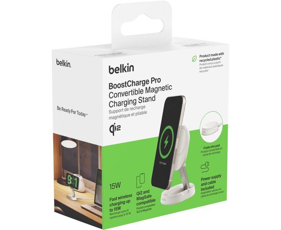 Зарядное устройство Belkin 15W Magnetic Stand Qi2 20W adapter USB-C white (WIA008VFWH), изображение 7 Зарядное устройство Belkin 15W Magnetic Stand Qi2 20W adapter USB-C white (WIA008VFWH), изображение 7