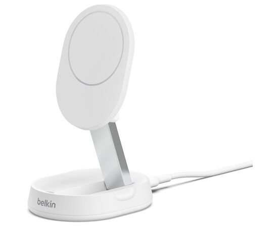 Зарядное устройство Belkin 15W Magnetic Stand Qi2 20W adapter USB-C white (WIA008VFWH)