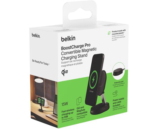 Зарядное устройство Belkin 15W Magnetic Stand Qi2 20W adapter USB-C black (WIA008VFBK), изображение 10 Зарядное устройство Belkin 15W Magnetic Stand Qi2 20W adapter USB-C black (WIA008VFBK), изображение 10