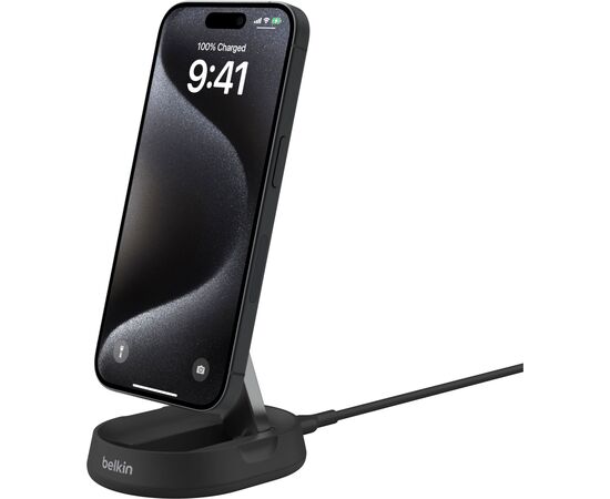 Зарядное устройство Belkin 15W Magnetic Stand Qi2 20W adapter USB-C black (WIA008VFBK), изображение 7 Зарядное устройство Belkin 15W Magnetic Stand Qi2 20W adapter USB-C black (WIA008VFBK), изображение 7