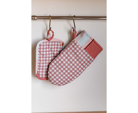 Кухонна прихватка Прованс Набір рукавиця 29х15 та прихватка 15х20 Коралова клітинка (035661), зображення 2