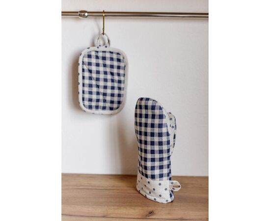 Кухонная прихватка Прованс Набор рукавица 29х15 и прихватка 15х20 Синяя клетка Синяя клетка (035696), изображение 2 Кухонная прихватка Прованс Набор рукавица 29х15 и прихватка 15х20 Синяя клетка Синяя клетка (035696), изображение 2