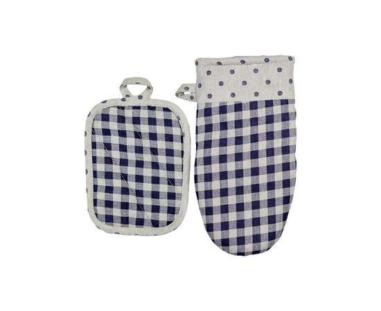 Кухонная прихватка Прованс Набор рукавица 29х15 и прихватка 15х20 Синяя клетка Синяя клетка (035696), изображение 4 Кухонная прихватка Прованс Набор рукавица 29х15 и прихватка 15х20 Синяя клетка Синяя клетка (035696), изображение 4