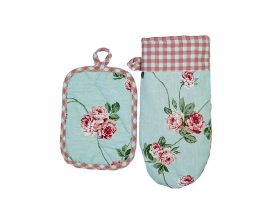 Кухонная прихватка Прованс Набор рукавица 29х15 и прихватка 15х20 Розочки (035694), изображение 2 Кухонная прихватка Прованс Набор рукавица 29х15 и прихватка 15х20 Розочки (035694), изображение 2
