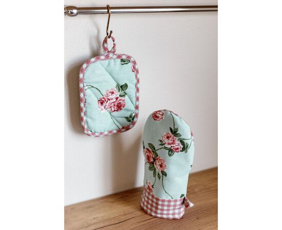 Кухонная прихватка Прованс Набор рукавица 29х15 и прихватка 15х20 Розочки (035694), изображение 4 Кухонная прихватка Прованс Набор рукавица 29х15 и прихватка 15х20 Розочки (035694), изображение 4