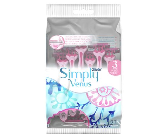 Бритва Gillette Simply Venus 3 12 шт. (7702018070732), изображение 2 Бритва Gillette Simply Venus 3 12 шт. (7702018070732), изображение 2