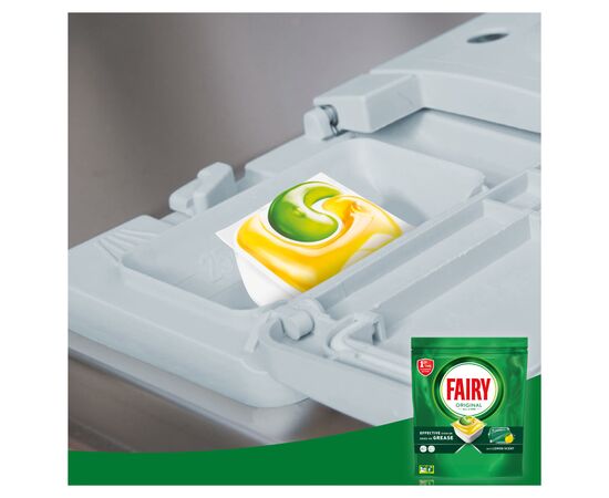 Таблетки для посудомоечных машин Fairy Original All in One Lemon 27 шт. (8006540726891), изображение 5 Таблетки для посудомоечных машин Fairy Original All in One Lemon 27 шт. (8006540726891), изображение 5