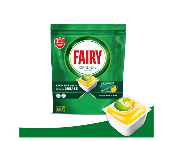 Таблетки для посудомоечных машин Fairy Original All in One Lemon 27 шт. (8006540726891), изображение 8 Таблетки для посудомоечных машин Fairy Original All in One Lemon 27 шт. (8006540726891), изображение 8