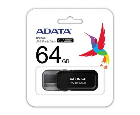USB флеш накопитель ADATA 64GB UV240 Black USB 2.0 (AUV240-64G-RBK), изображение 3 USB флеш накопитель ADATA 64GB UV240 Black USB 2.0 (AUV240-64G-RBK), изображение 3