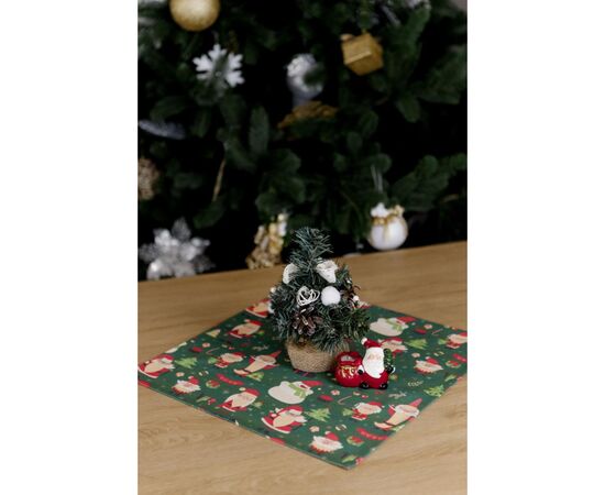 Салфетка на стол Прованс Санта на зеленом 40х40 см (035754), изображение 2 Салфетка на стол Прованс Санта на зеленом 40х40 см (035754), изображение 2