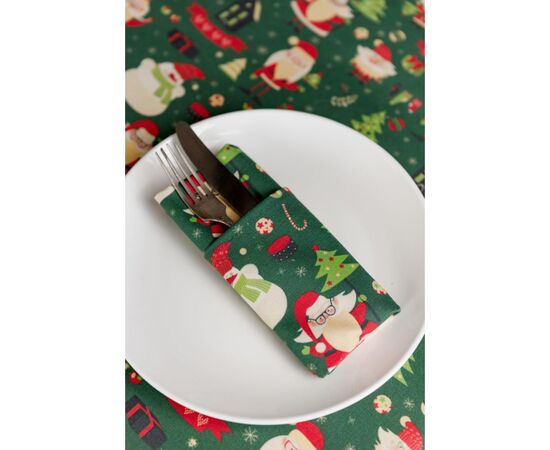 Салфетка на стол Прованс Санта на зеленом 40х40 см (035754), изображение 3 Салфетка на стол Прованс Санта на зеленом 40х40 см (035754), изображение 3