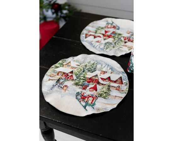 Салфетка на стол Прованс гобеленовая с велюром Снежная зима D 35см (036442), изображение 6 Салфетка на стол Прованс гобеленовая с велюром Снежная зима D 35см (036442), изображение 6