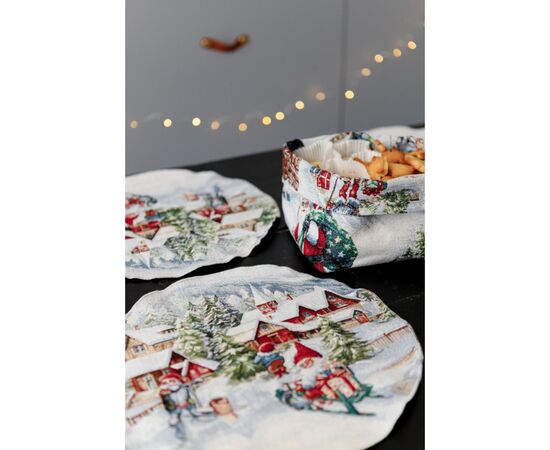 Салфетка на стол Прованс гобеленовая с велюром Снежная зима D 35см (036442), изображение 7 Салфетка на стол Прованс гобеленовая с велюром Снежная зима D 35см (036442), изображение 7