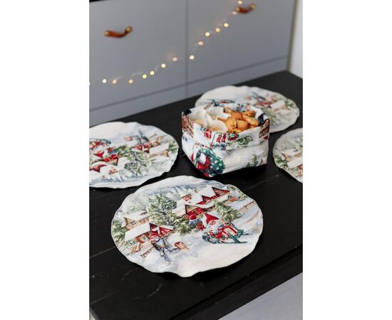 Салфетка на стол Прованс гобеленовая с велюром Снежная зима D 35см (036442), изображение 8 Салфетка на стол Прованс гобеленовая с велюром Снежная зима D 35см (036442), изображение 8