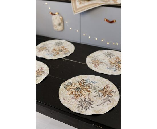 Салфетка на стол Прованс гобеленовая Золотой праздник D 35см (036313), изображение 2 Салфетка на стол Прованс гобеленовая Золотой праздник D 35см (036313), изображение 2