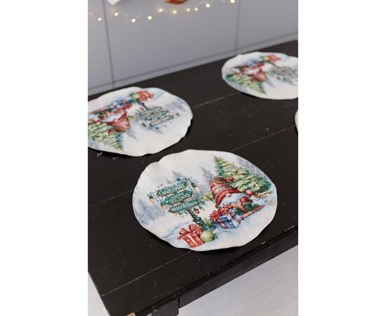 Салфетка на стол Прованс гобеленовая Рождественский костер D 35 см (036429), изображение 2 Салфетка на стол Прованс гобеленовая Рождественский костер D 35 см (036429), изображение 2